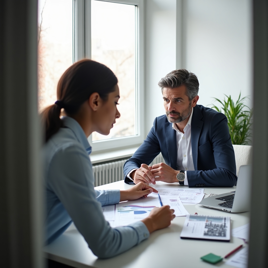 Personas revisando notas y planillas sobre coworkings en una mesa de trabajo